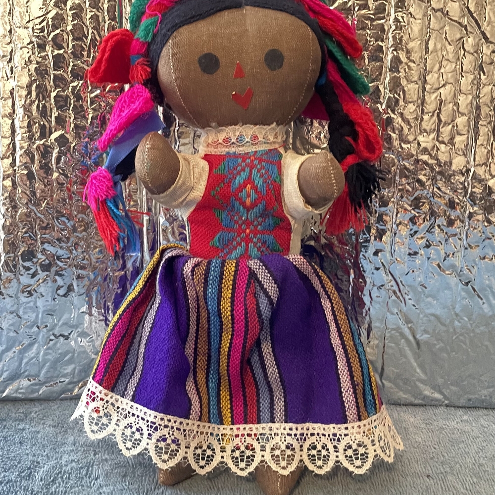 Colorful Handmade Doll with Embroidered Dress